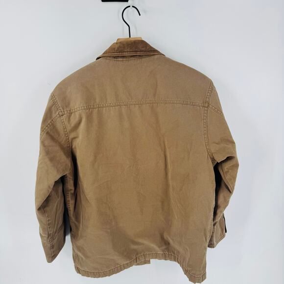 Vintage GAP Kids Barn Chore Coat Brown Canvas Jacket Leather Collar XL - Picture 2 of 9